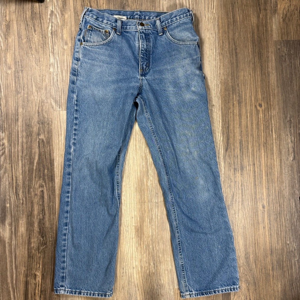 Vintage Y2K Carhartt B180‎ DST Jeans Mens 31x30 Blue Denim Straight Leg Workwear